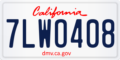CA license plate 7LWO408