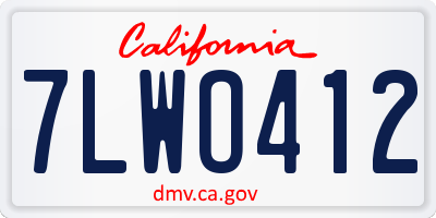 CA license plate 7LWO412