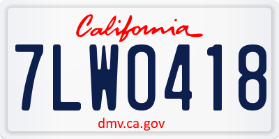 CA license plate 7LWO418