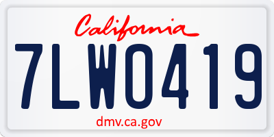 CA license plate 7LWO419