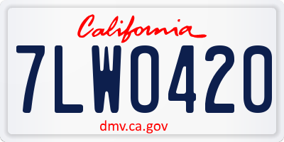 CA license plate 7LWO420