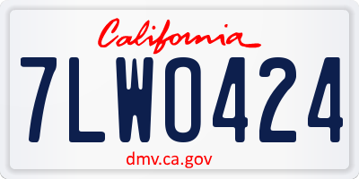 CA license plate 7LWO424