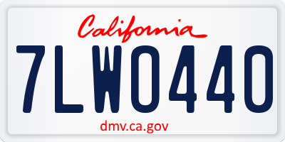 CA license plate 7LWO440