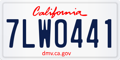 CA license plate 7LWO441