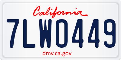 CA license plate 7LWO449
