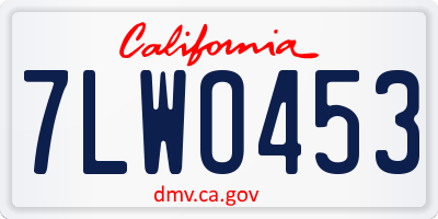 CA license plate 7LWO453