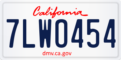 CA license plate 7LWO454