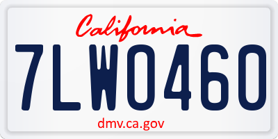 CA license plate 7LWO460