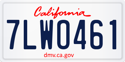 CA license plate 7LWO461