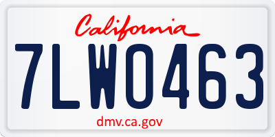 CA license plate 7LWO463