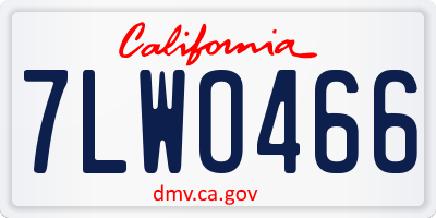 CA license plate 7LWO466
