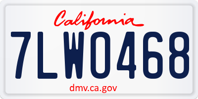 CA license plate 7LWO468
