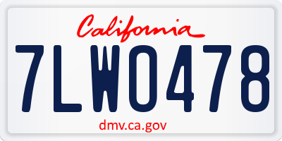 CA license plate 7LWO478