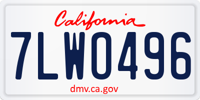 CA license plate 7LWO496