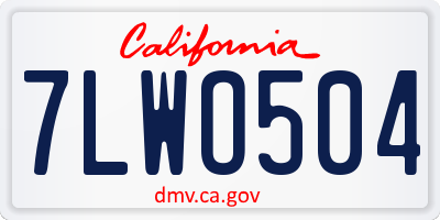 CA license plate 7LWO504