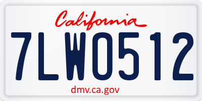 CA license plate 7LWO512