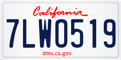 CA license plate 7LWO519