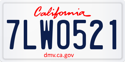 CA license plate 7LWO521