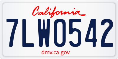 CA license plate 7LWO542