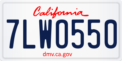 CA license plate 7LWO550