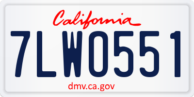 CA license plate 7LWO551