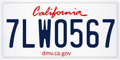 CA license plate 7LWO567