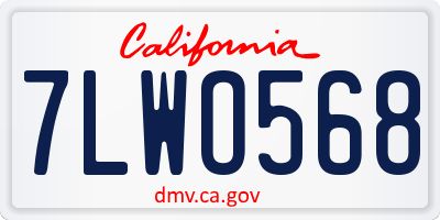 CA license plate 7LWO568