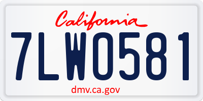 CA license plate 7LWO581
