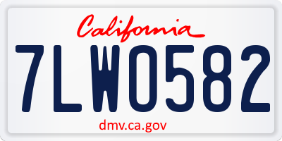 CA license plate 7LWO582