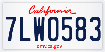 CA license plate 7LWO583