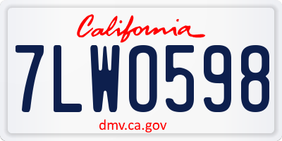CA license plate 7LWO598