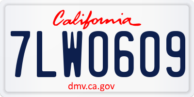 CA license plate 7LWO609