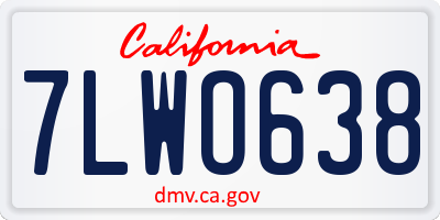 CA license plate 7LWO638