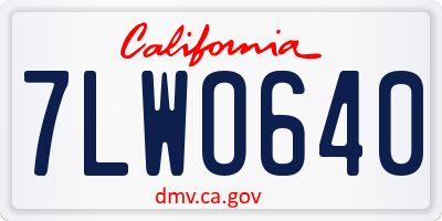 CA license plate 7LWO640