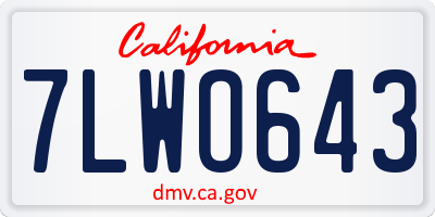 CA license plate 7LWO643