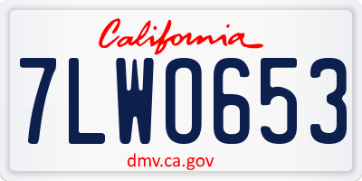 CA license plate 7LWO653