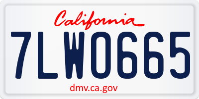 CA license plate 7LWO665