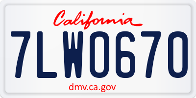 CA license plate 7LWO670