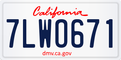 CA license plate 7LWO671