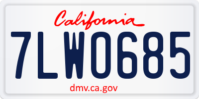 CA license plate 7LWO685