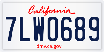 CA license plate 7LWO689