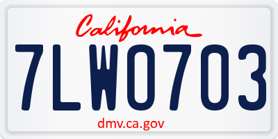 CA license plate 7LWO703