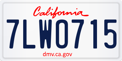 CA license plate 7LWO715
