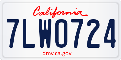 CA license plate 7LWO724