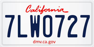 CA license plate 7LWO727