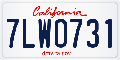 CA license plate 7LWO731