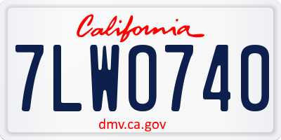 CA license plate 7LWO740