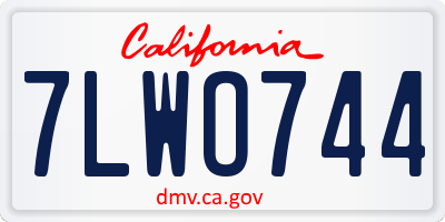 CA license plate 7LWO744