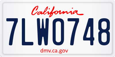 CA license plate 7LWO748