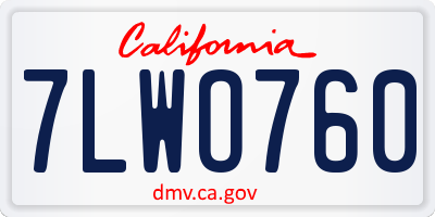 CA license plate 7LWO760